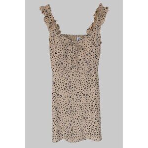 NWT Sunday Best Aritzia Leopard Print Mini Dress Womens 4 Retro Ruffle Strap